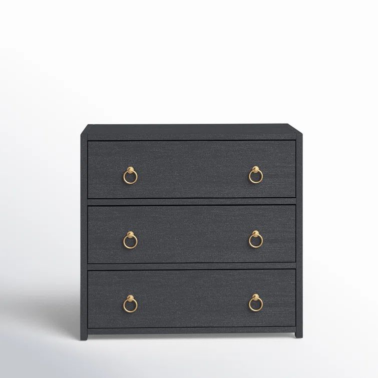 Elin Glam White 3-Drawer Dresser with Gold Metallic Hardware