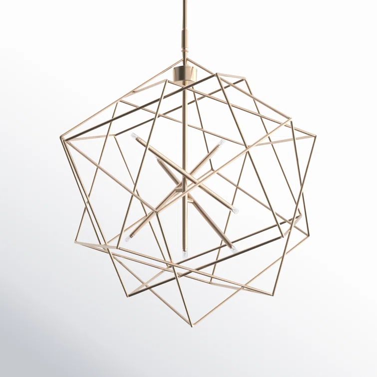 Stacia French Gold LED Geometric Island Pendant, 21"x69"