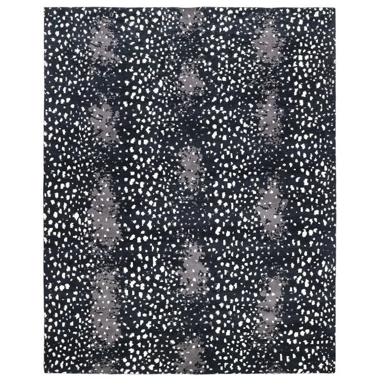 Handmade Black and Gray Wool 9' x 12' Area Rug