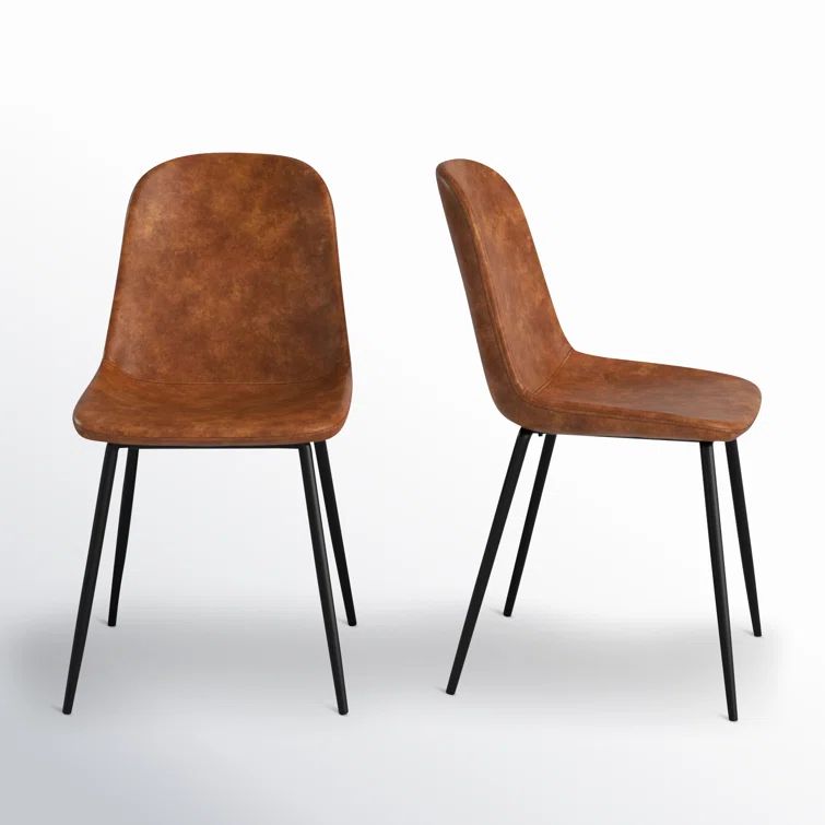 Honey High Upholstered Faux Leather Side Chair with Black Metal Frame
