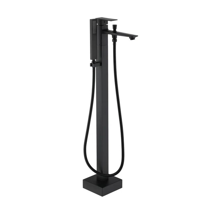 Matte Black Freestanding Tub Faucet with Hand Shower