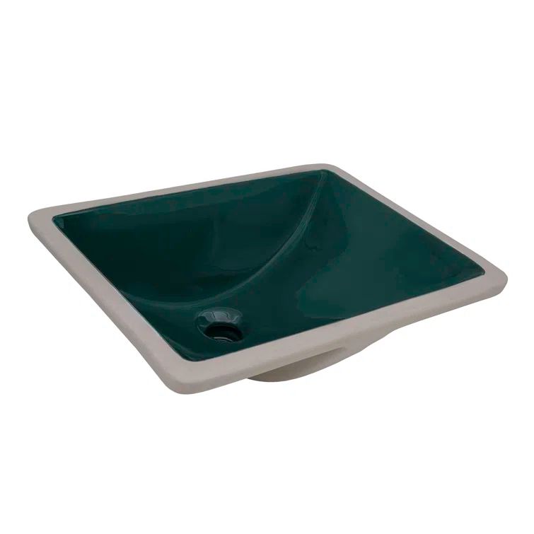 Emerald Green Rectangular Ceramic Undermount Bathroom Sink