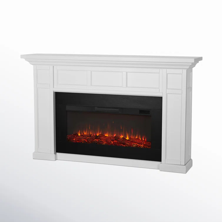 Alcott 75" White Electric Fireplace with Mantel