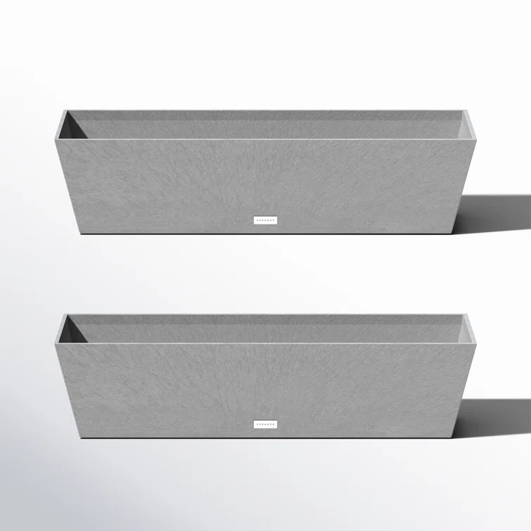 Gray 36" Recycled Plastic Outdoor Window Box Planter Set