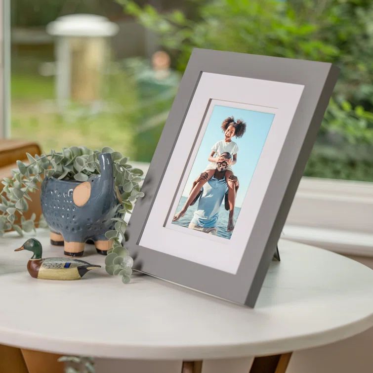 8x10 Gray Wood Frame with Double White Mat