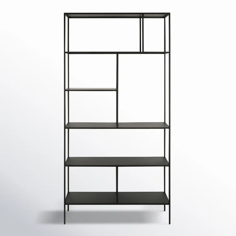 Industrial 5-Tier Blackened Bronze Metal Bookcase, 72" Tall