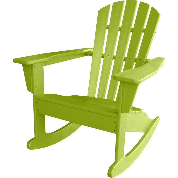Lime Green Polypropylene Adirondack Rocking Chair with Arms