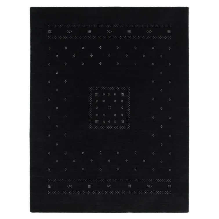 Veruca Hand-Knotted Black Wool Geometric 10' x 14' Area Rug