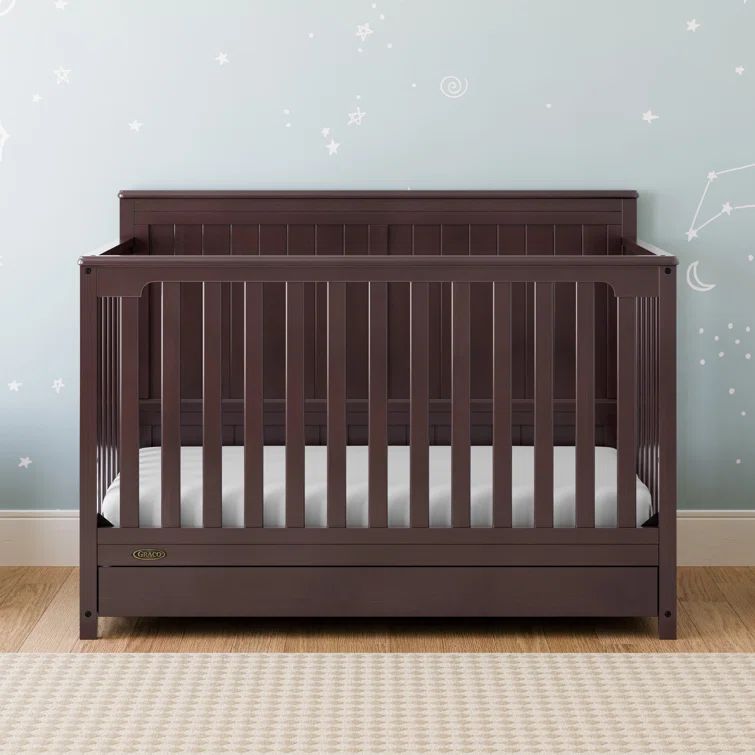 Hadley Espresso Painted Wood 4-in-1 Convertible Crib with Drawer