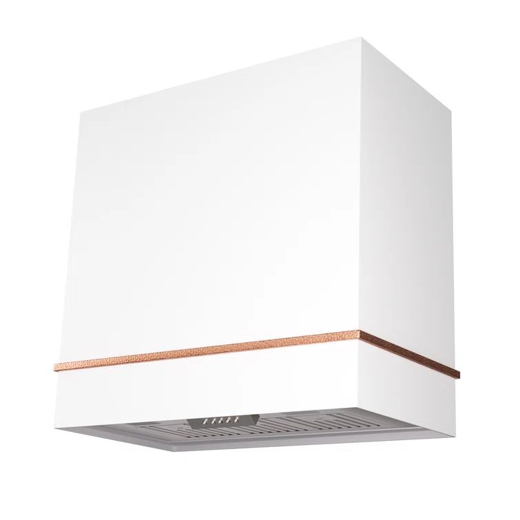 36" White and Copper Stainless Steel Wall Mounted Range Hood