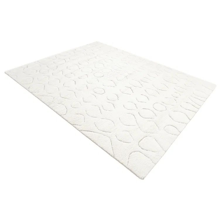 Handmade Ivory Wool Rectangular Area Rug 3' x 5'