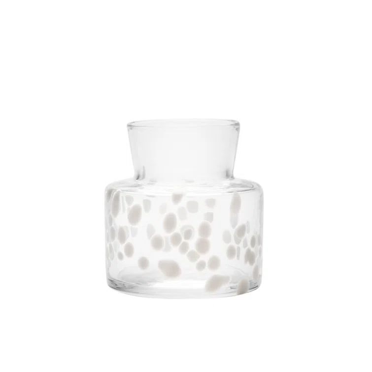 White Glass Abstract Print Table Vase