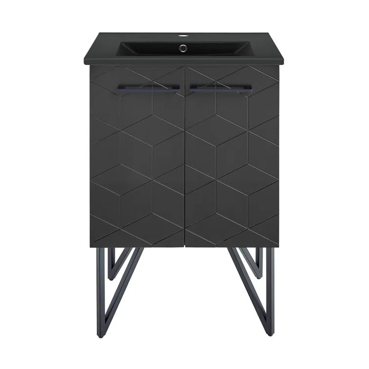 Annecy 24" Matte Black Freestanding Bathroom Vanity with Ceramic Sink