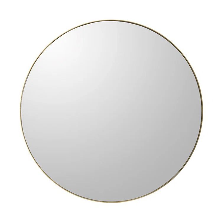Franco Round Glossy Gold Metal Frame Wall Mirror