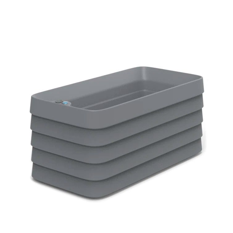 Slate Gray Rectangular Self-Watering Planter Box