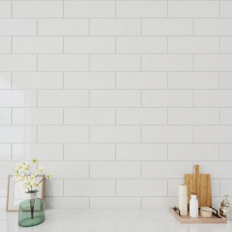 Bright White Glass Subway 4" x 12" Wall Tile