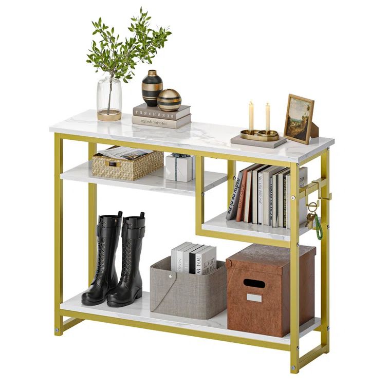 Rosevell 39.4" Console Table for Entryway with 4 Tier Storage Shelves