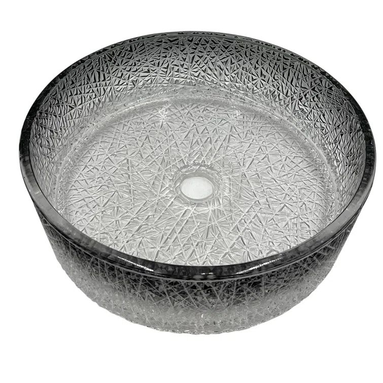Stadium 14" Black Gradient Glass Circular Bathroom Vessel Sink
