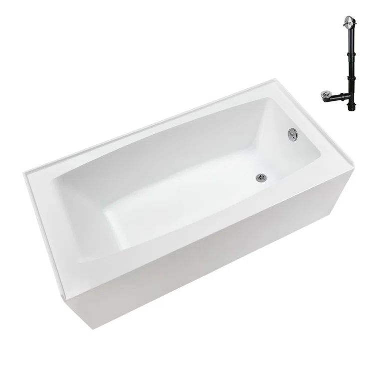 60" Glossy White Acrylic Right-Hand Drain Alcove Bathtub