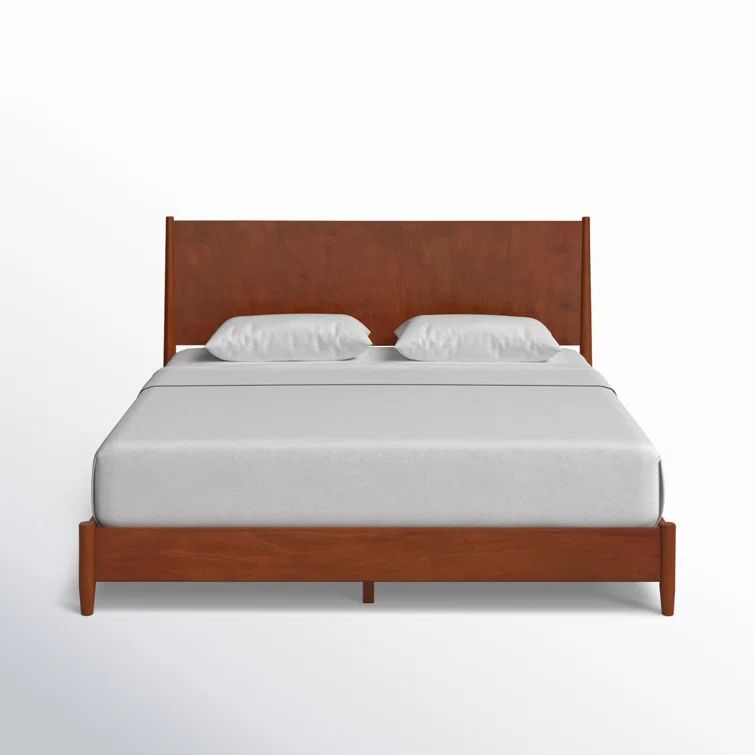 Elegant Mahogany Wood California King Platform Bed with Drawer, Acorn