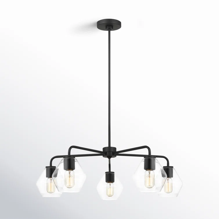 Jett Midnight Black 5-Light Adjustable Steel Outdoor Chandelier