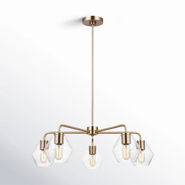 Orley Vintage Industrial Brass 5-Light Outdoor Chandelier