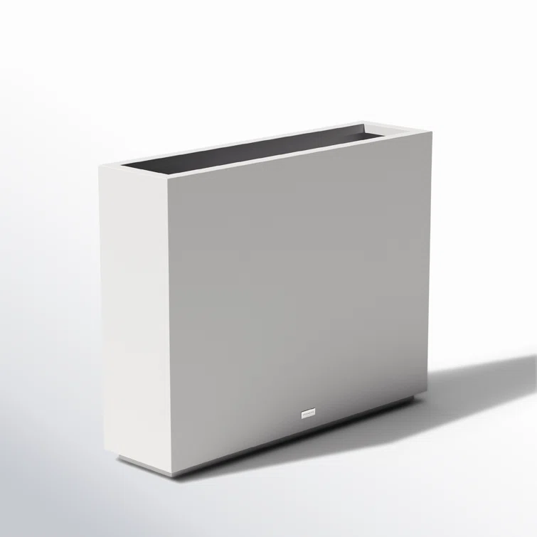 White Rectangular 30" Tall Modern Plastic Planter