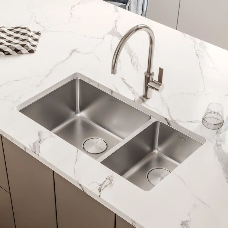 35-Inch Stainless Steel Double Bowl Drop-In Kitchen Sink