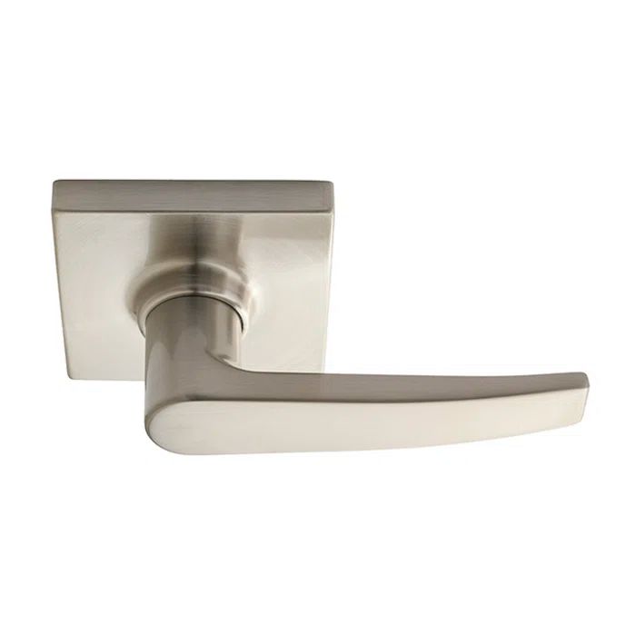 Satin Nickel Universal Passage Door Lever with Square Rosette