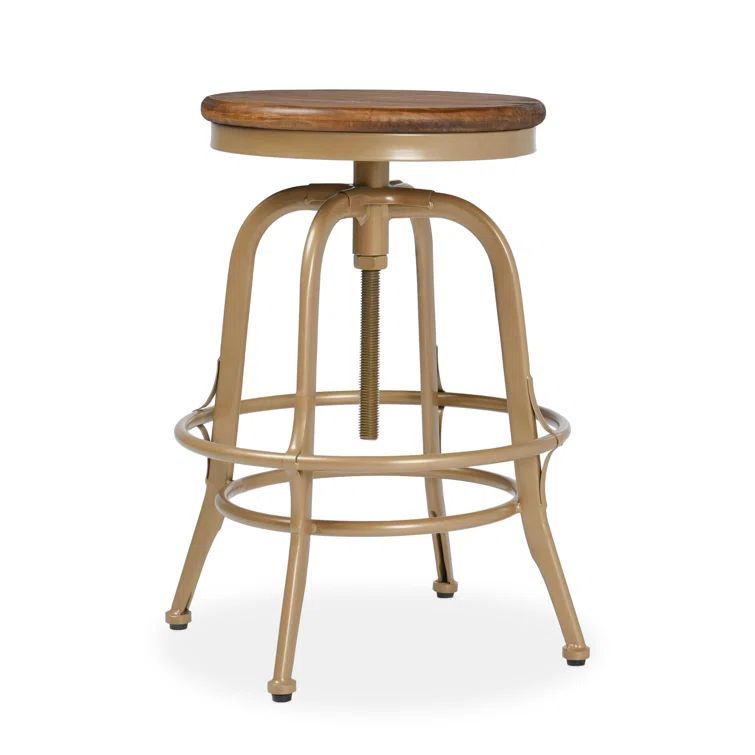 Piper 26" Brown and Brass Adjustable Metal Counter Stool