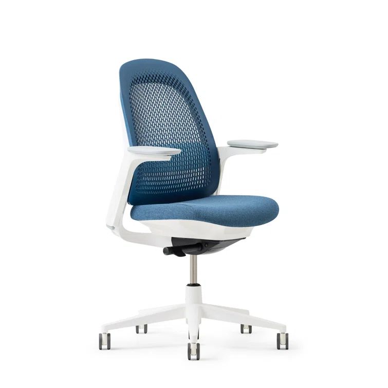 Lagoon and White Ergonomic Office Chair with Plastic Frame