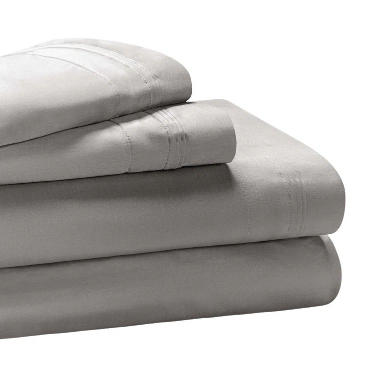 Full Gray Egyptian Cotton Deep Pocket Sateen Sheet Set