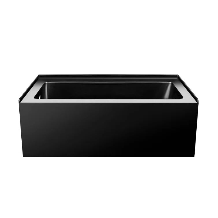 Black Acrylic Alcove Soaking Bathtub with Apron Front, 54" x 30"