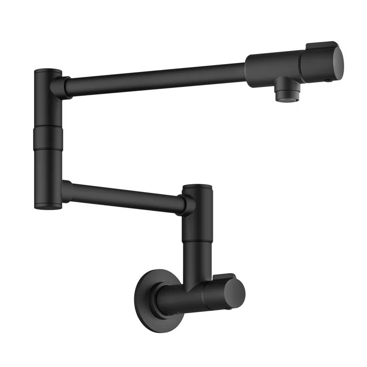 Matte Black Stainless Steel Dual Handle Wall Mount Pot Filler Faucet
