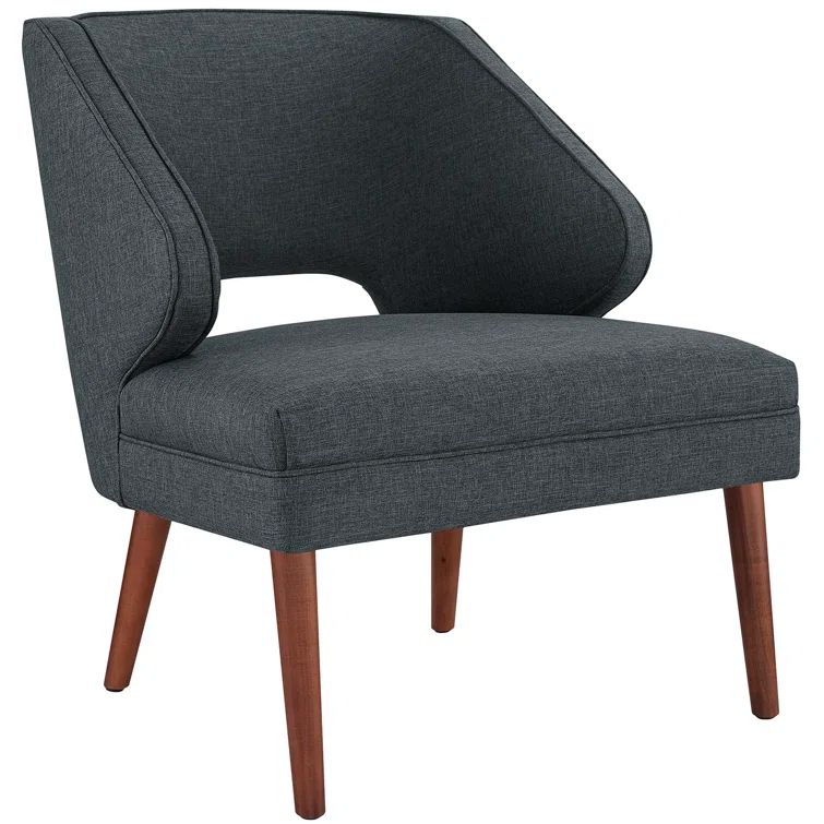 Gray Mid-Century Modern Upholstered Wood Accent Chair