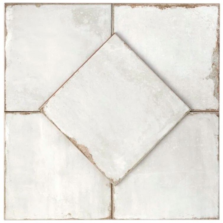 Haven Collection White Polished Ceramic Square Wall Tile