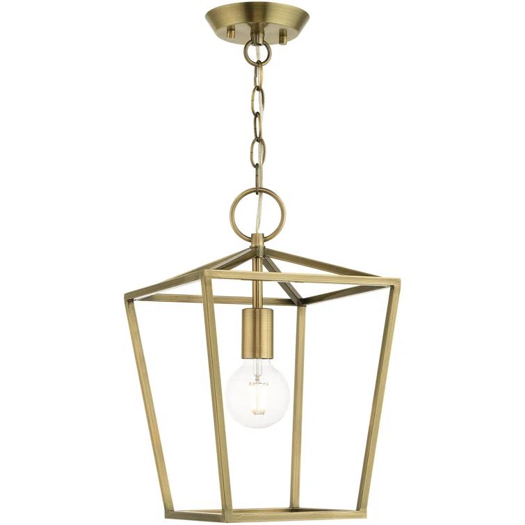 Antique Brass Crystal Rod 1-Light Indoor/Outdoor LED Pendant