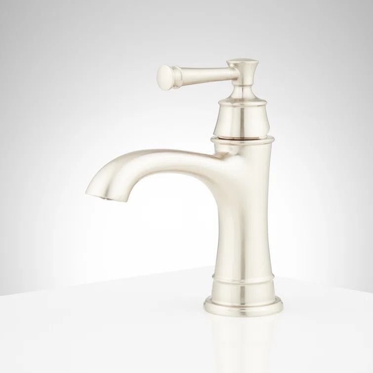Brushed Nickel Single Hole Bathroom Faucet with Brass Handle