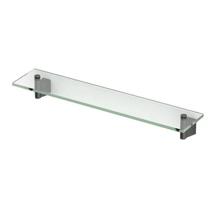 SleekSpace Matte Black Floating Glass Bathroom Shelf