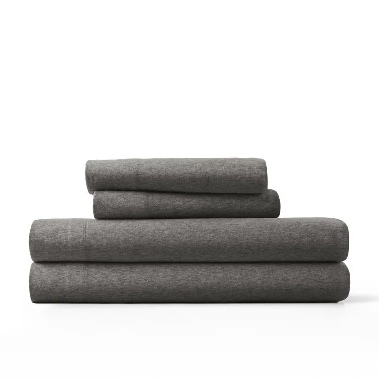 Gray Full Deep Pocket Cotton Jersey Sheet Set