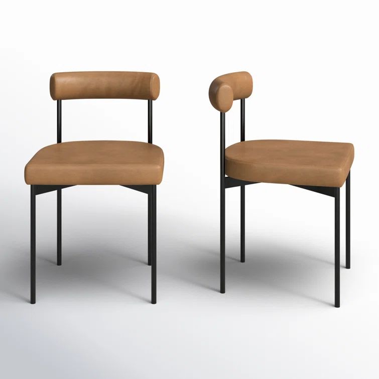 Dahlia Light Brown Faux Leather Upholstered Side Chair with Black Metal Frame