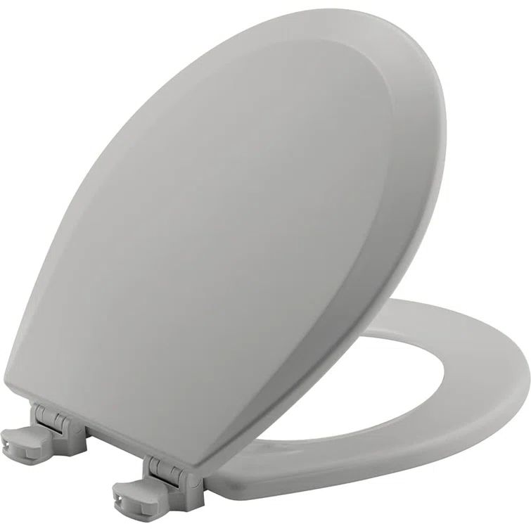 Silver Round Molded Wood Toilet Seat with Cover