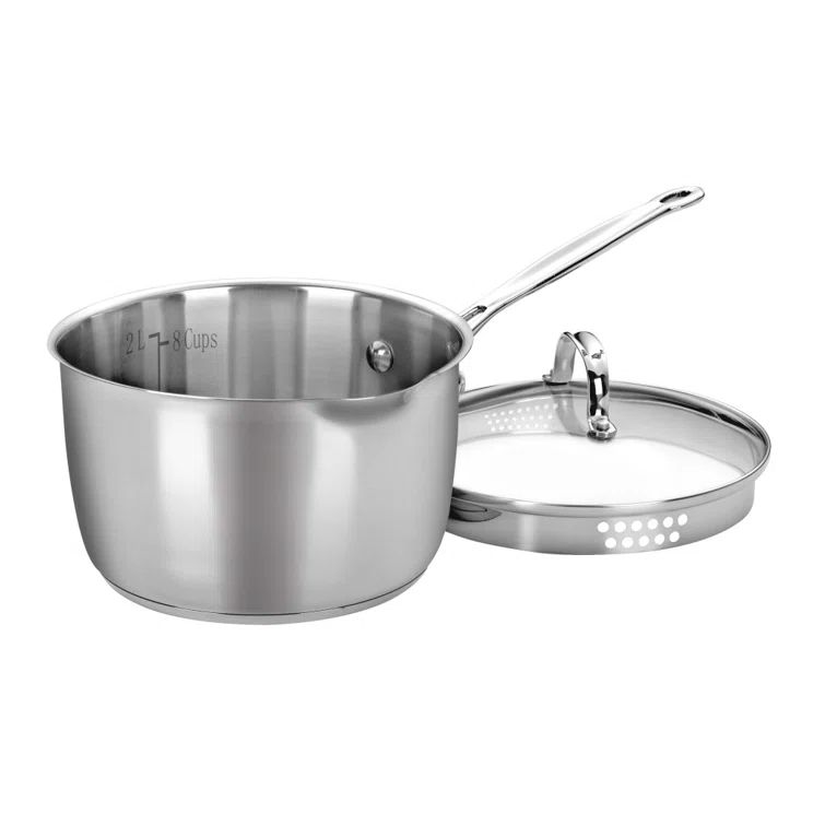 Stainless Steel 3-Quart Saucepan with Pour Spout and Lid
