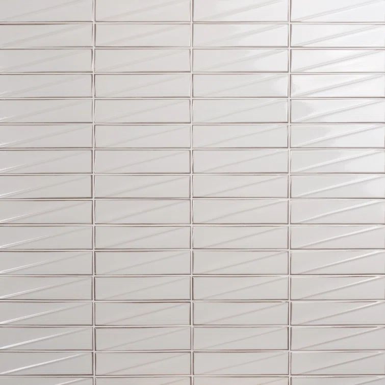 Ice White Glossy Ceramic Subway Wall Tile 3x12