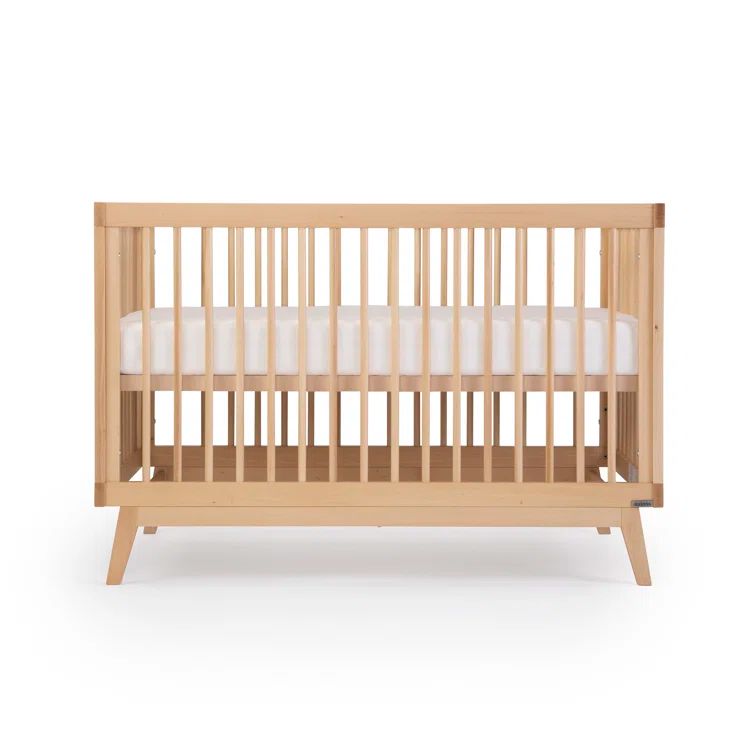 Natural Beechwood 3-in-1 Convertible Crib with Adjustable Height