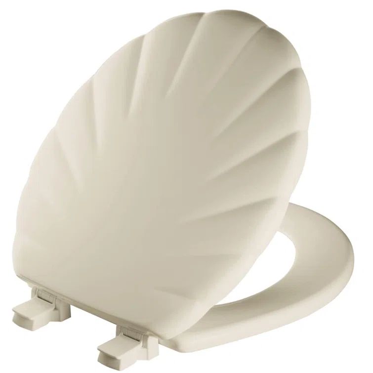Bone Sculptured Round Molded Wood Toilet Seat with Plastic Hinges