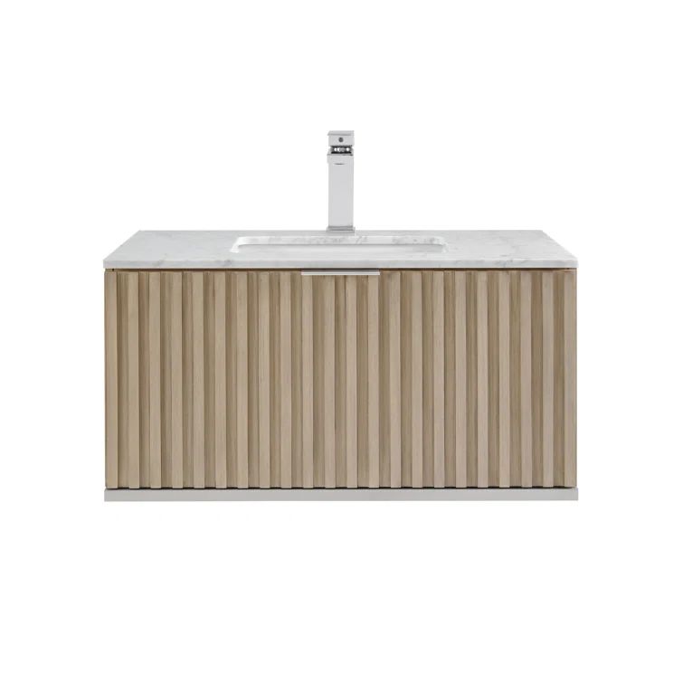 Terra 36'' Cashmere Gray Single Bathroom Vanity with Carrara Marble Top