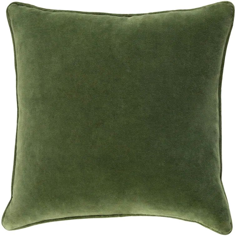 Safflower Green Cotton Square Throw Pillow Set