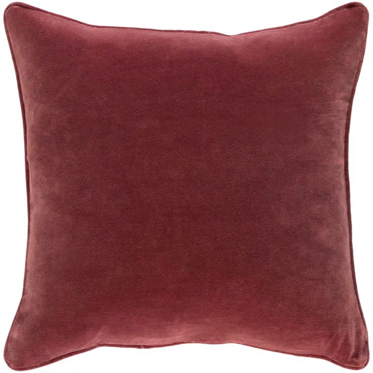 Burgundy Cotton 18" Square Embroidered Throw Pillow