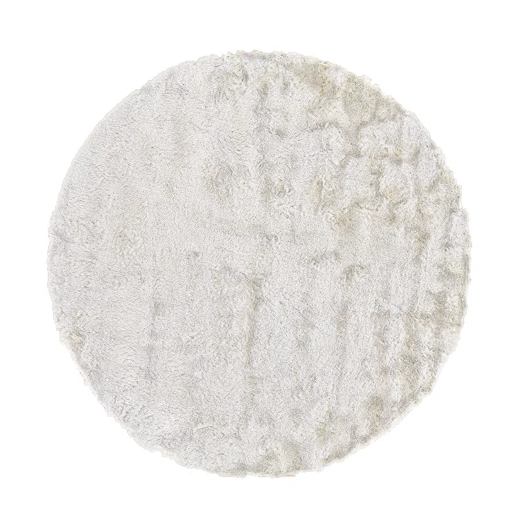 Freya 10' Round White Tufted Shag Area Rug